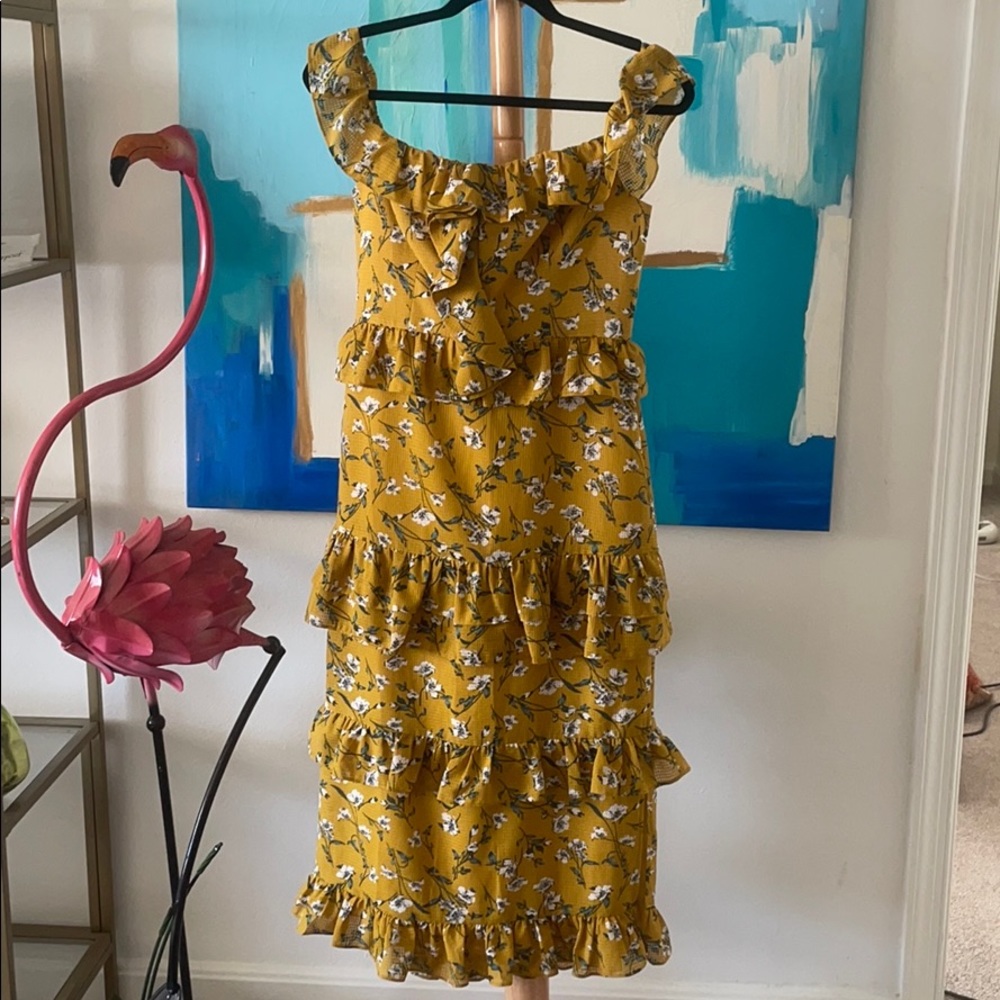 Tularosa Yellow floral midi dress